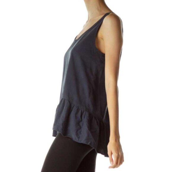 Zara Navy Sleeveless Peplum Blouse - Picture 2 of 3